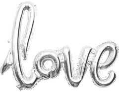 Шар (41''/104 см) Надпись "Love", Серебро, 1 шт. в уп.