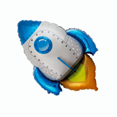 Шар (30"/76 см) Фигура, Ракета синяя, 1 шт. в уп. (ОРР)