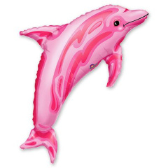 A Шар (37"/94 см) Фигура, Дельфин, Розовый, 1 шт. в уп. (ОРР)