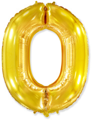 Ф Шар (40''/102 см) Цифра 0, Золото, 1 шт. в уп.